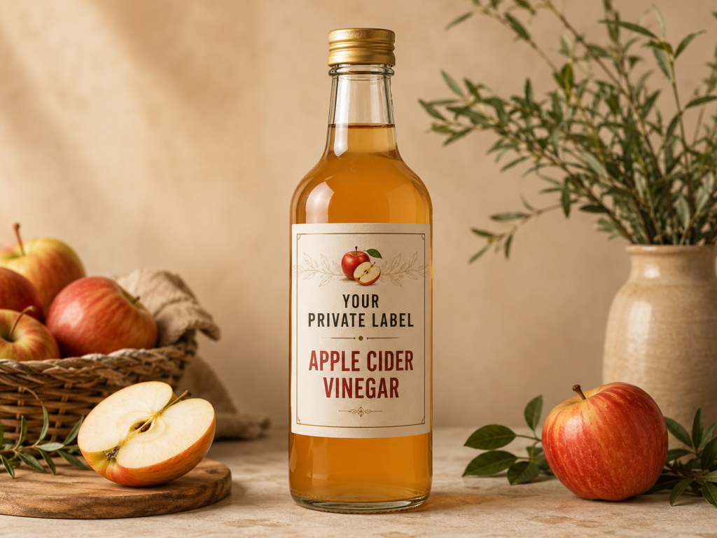 Private Label Vinegars & Condiments - Private Label Apple Cider Vinegar Bottle for European private label food manufacturing and B2B supply