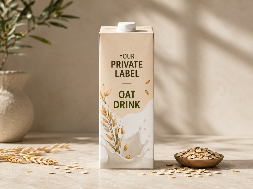 Private Label Oat Milk - Private Label Oat Drink Carton for European private label food manufacturing and B2B supply
